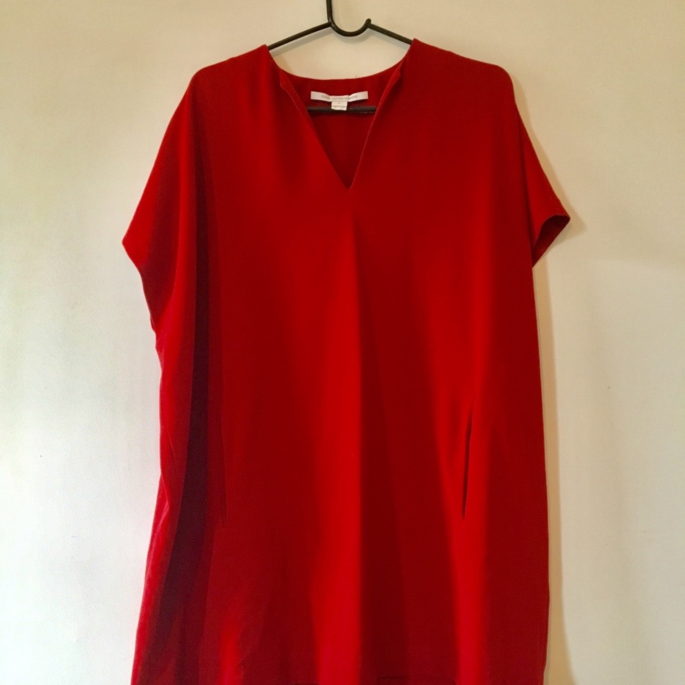 Diane von Furstenberg Red Tunic Squaretan Dress